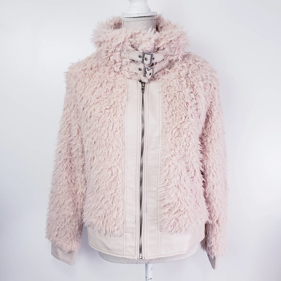 NWT Blank NYC Pink Curly Faux Shearling Jacket - Picture 3 of 11